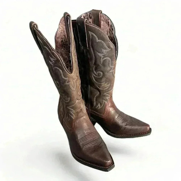 Laredo Western Boots Brown Women's 6.5 M Leather Pull on - Picture 1 of 8